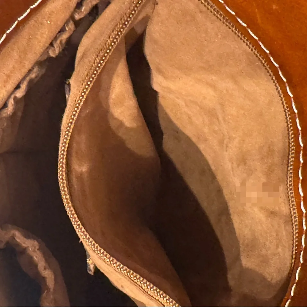 Patricia Nash Venezia Tan Leather Pouch Slim Crossbody Bag.